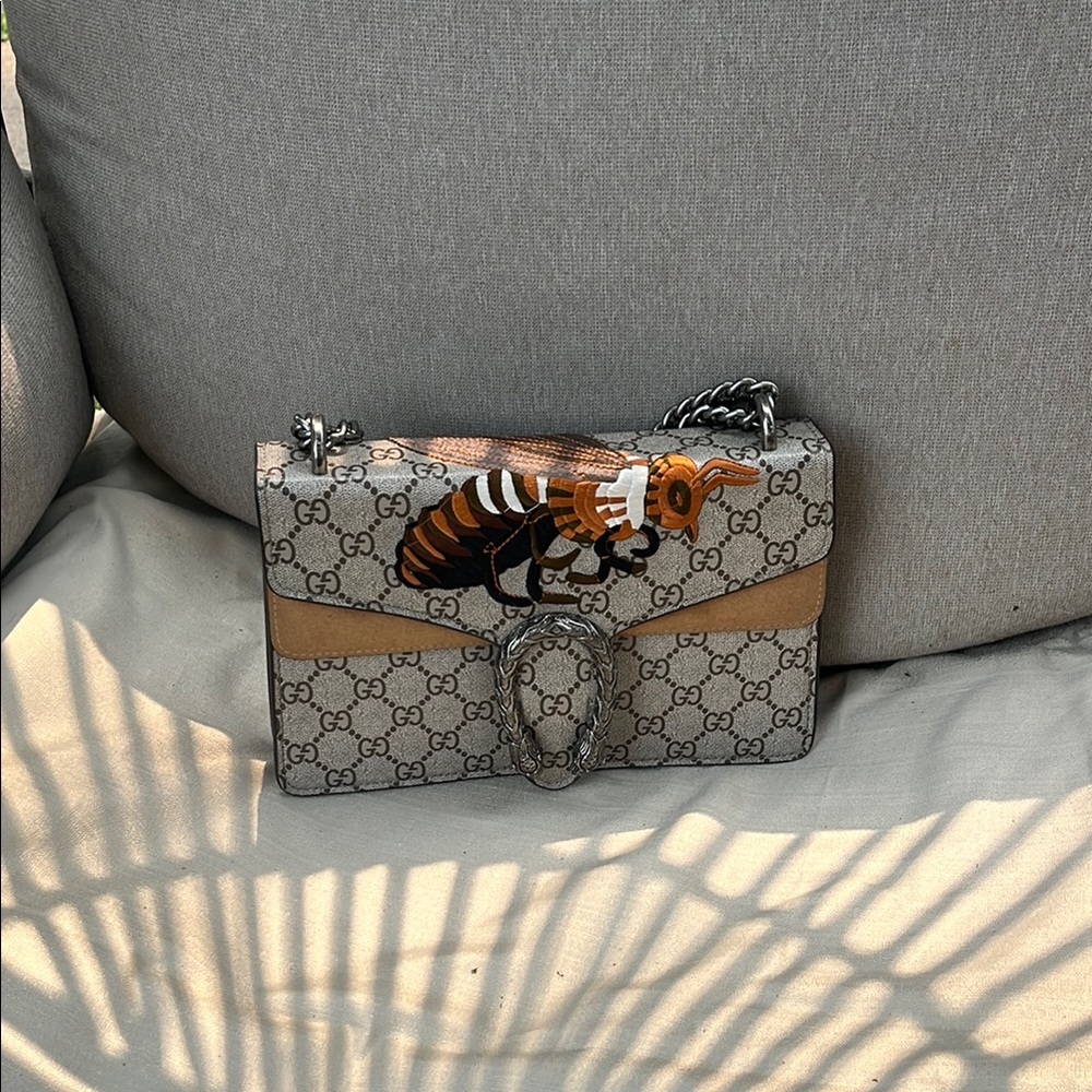 Gucci Beige and Brown Crossbody Bag with Animal Motif